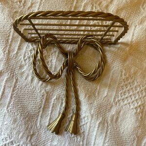 Vintage 70’s Homeco Gold Bow and Tassel Wall Shelf